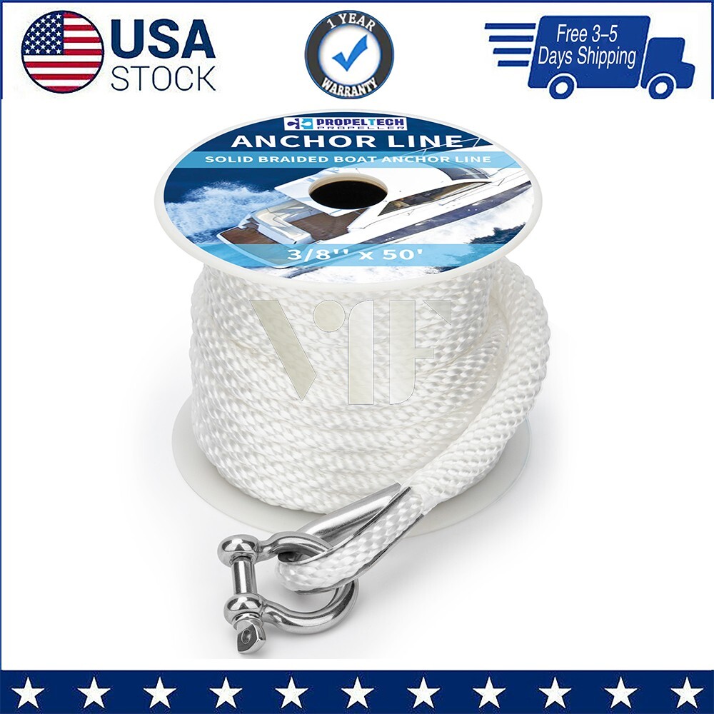 Anchor Rope Braided Anchor Line 3/8Inch 50 FT Premium Solid Braid MFP Boat Rop