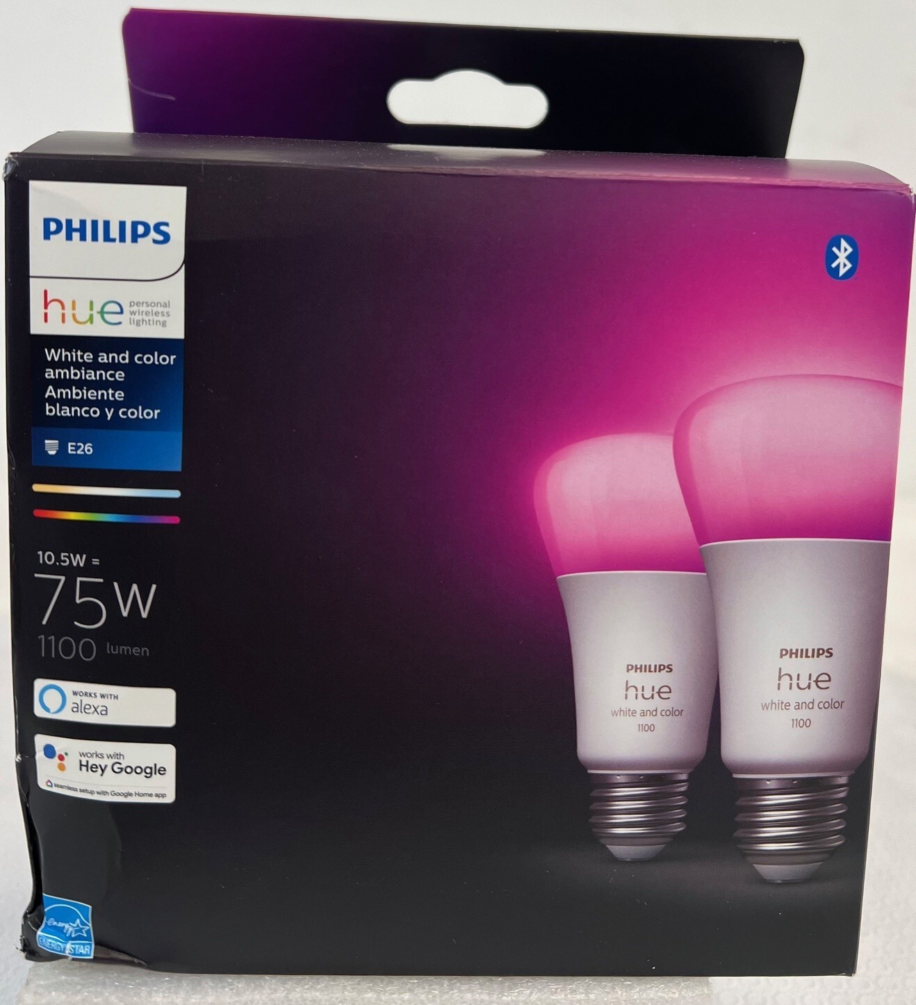 Philips Hue 563361 White and Color Ambiance A19 Bluetooth 75W 2-Pack-FREE S/H