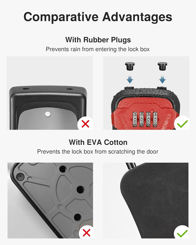Lock Box, Key Lock Box Wall Mount & Portable Combination Lockbox with Resettable