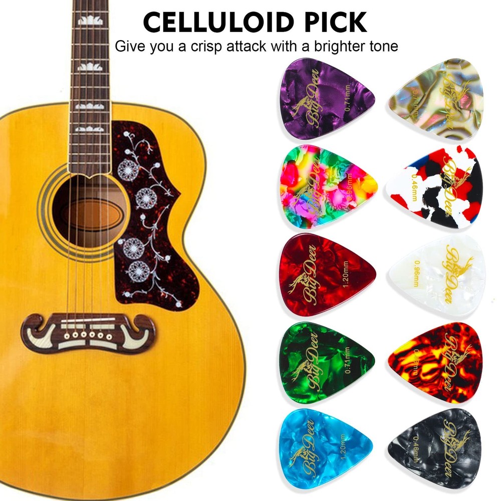 30 pack Celluloid Guitar Picks ，includes Thin,Medium, Heavy & Extra Heavy Pic...