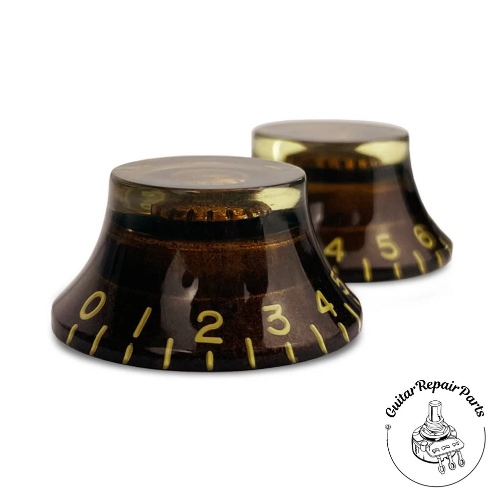 Plastic Top Hat Bell Knobs, For Split-Shaft Pots (2 pcs) - Chocolate Brown