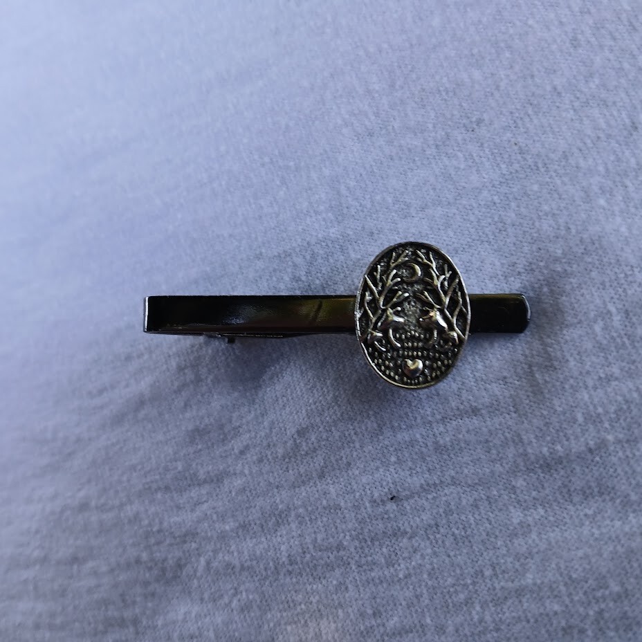 Mushroom in a moonlight forest tie clip
