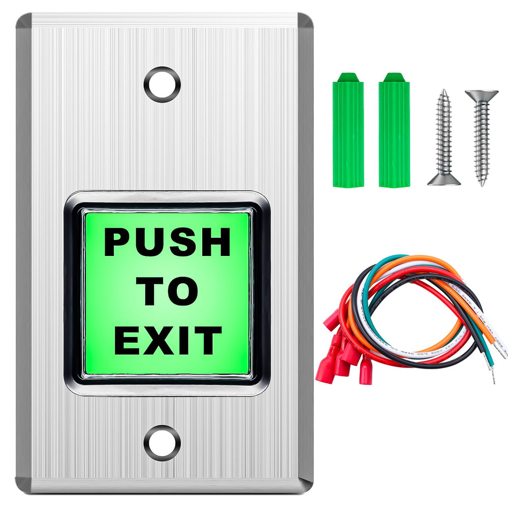 Push to Exit Button,Indoor Green Square Request to Exit Button,Stainless Steel E