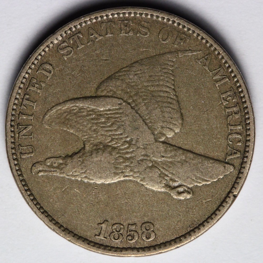 1858 LL Flying Eagle Cent Penny XF E130 STHE