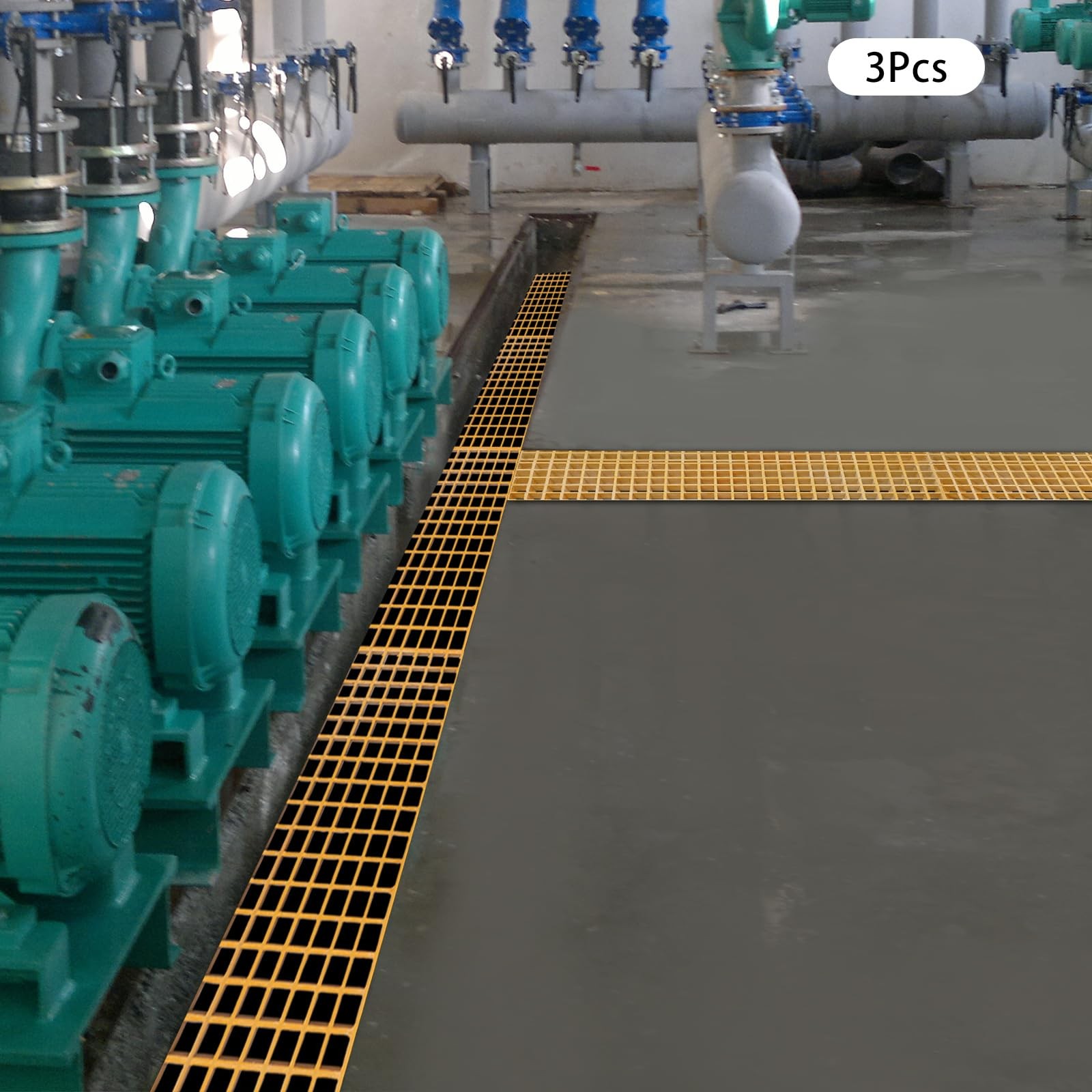 31.5x11in Heavy Duty Fiberglass Drain Grate - 3 Pack Impact-Resistant