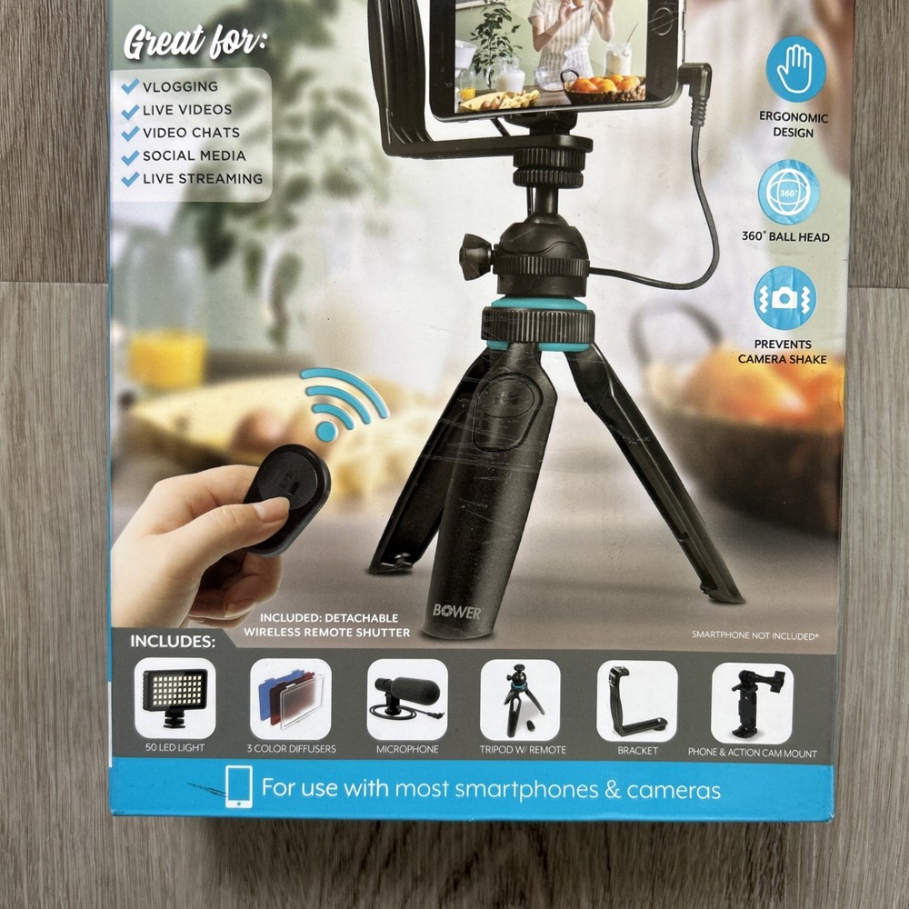 Bower Ultimate Vlogger Kit Smartphone Self Record Tripod Vlogging Setup New