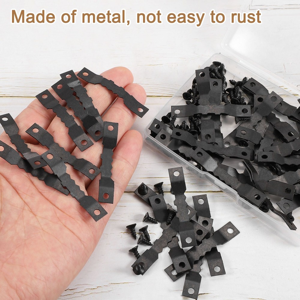 100Pcs Picture Frames Hangers, Frame Backing Fasteners with Screws, Black