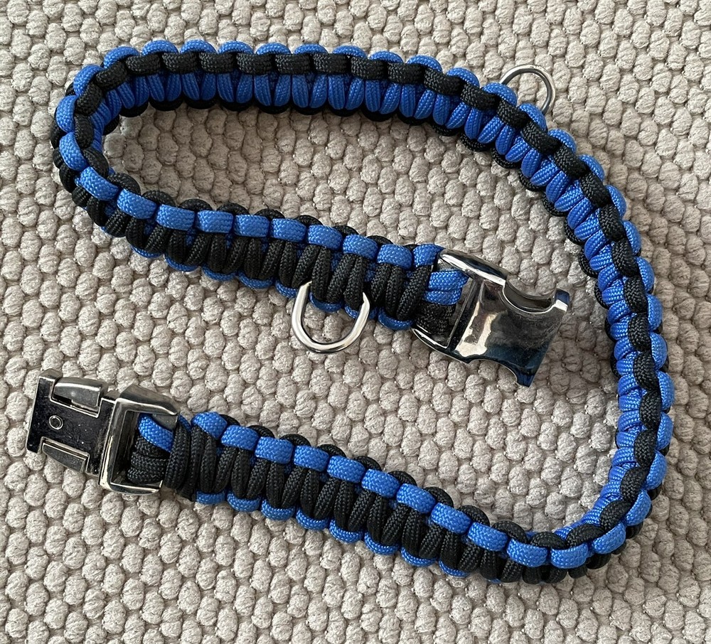 Thin Blue Line Paracord Dog Collar 19”