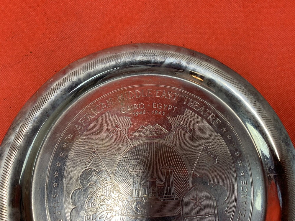 Original WW2 US Army Engineers Engraved Souvenir Plate Service In Africa