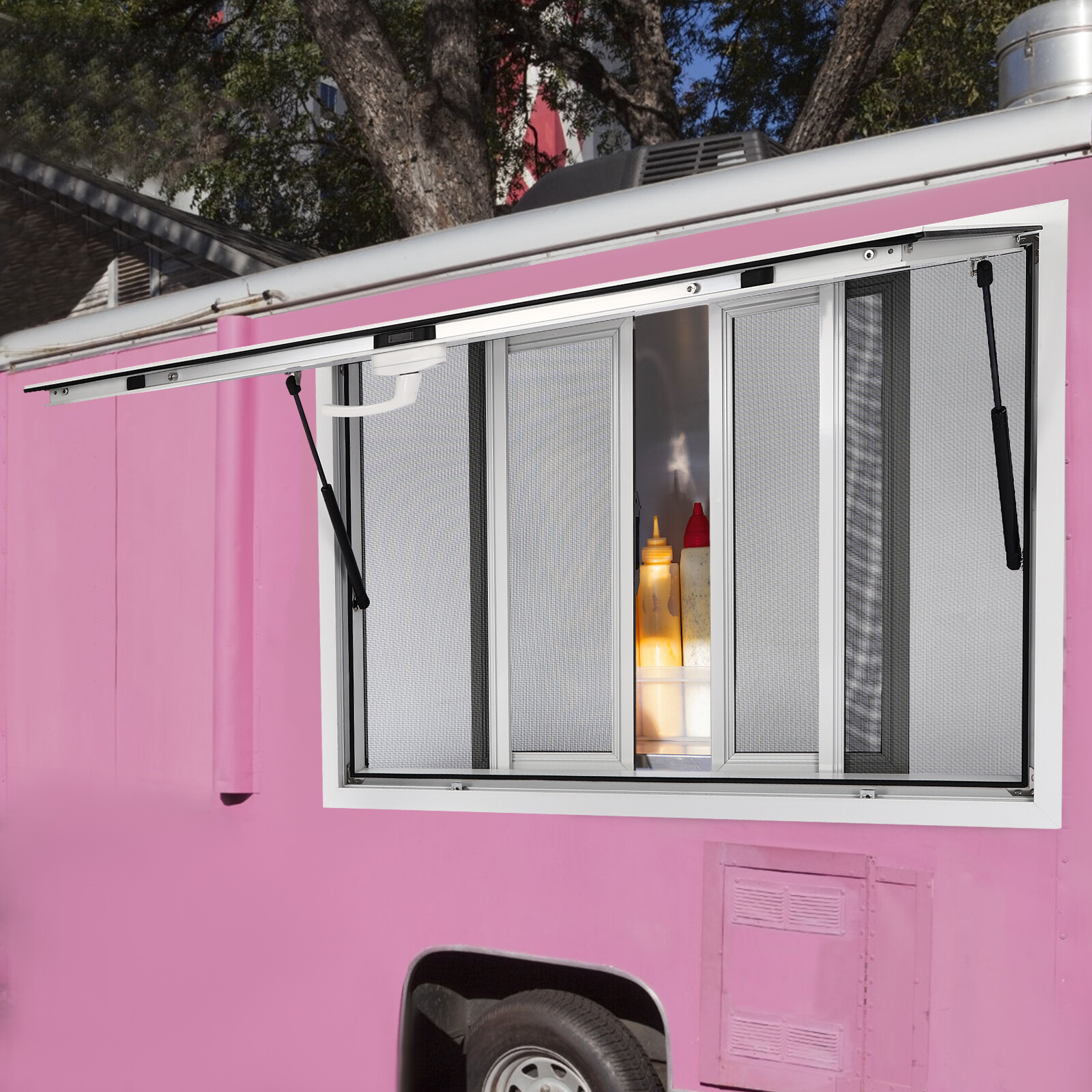 Concession Stand Serving Window Pneumatic Food Truck Service Awning Window 105mm