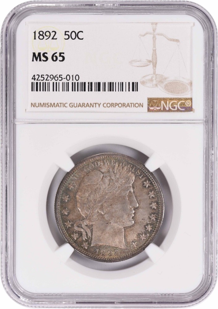 1892 Barber Silver Half Dollar MS65 NGC