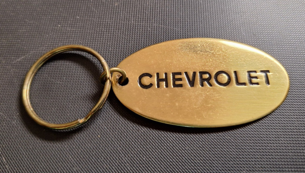 Vintage Solid Brass Chevrolet Keychain