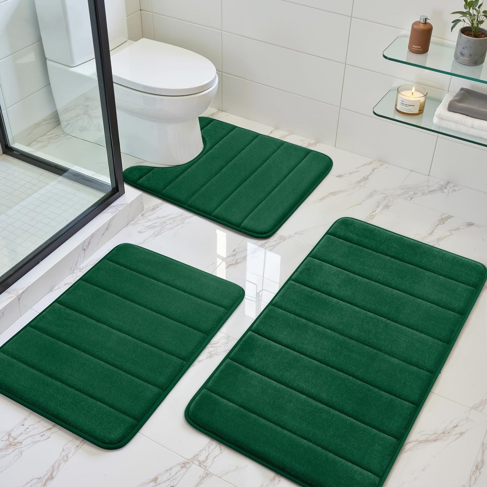 BYSURE Dark Green 1'5" x 2'8" (Rectangular, U-shaped), Green-stripe
