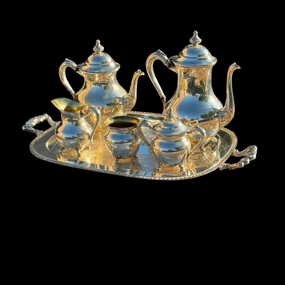 Antique Sheets Rockford 1875 6 Pc Silverplate Coffee Tea Serving Set #1320