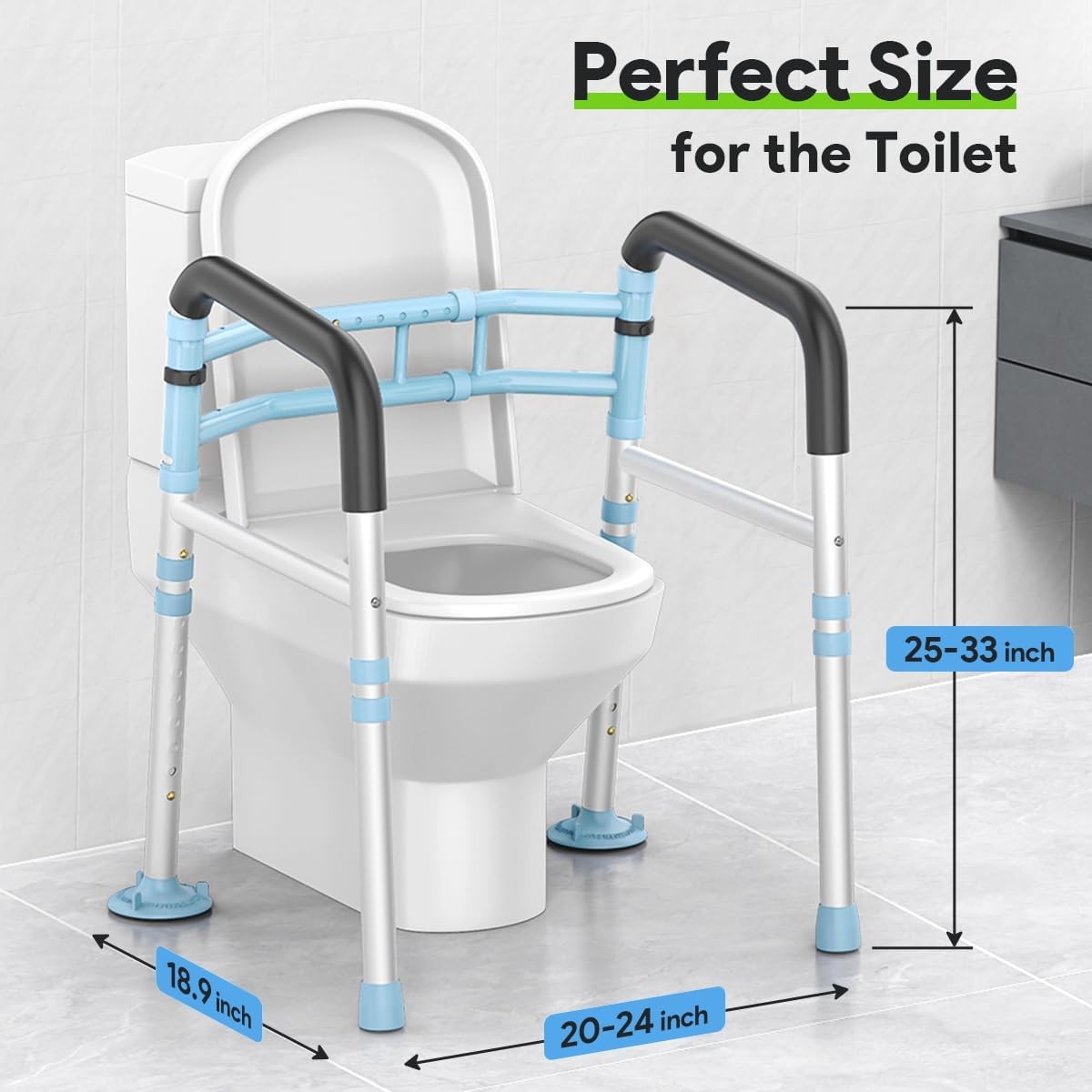 Toilet Safety Rails 300 lb - Adjustable Toilet Safety Frame & Rails, Toilet