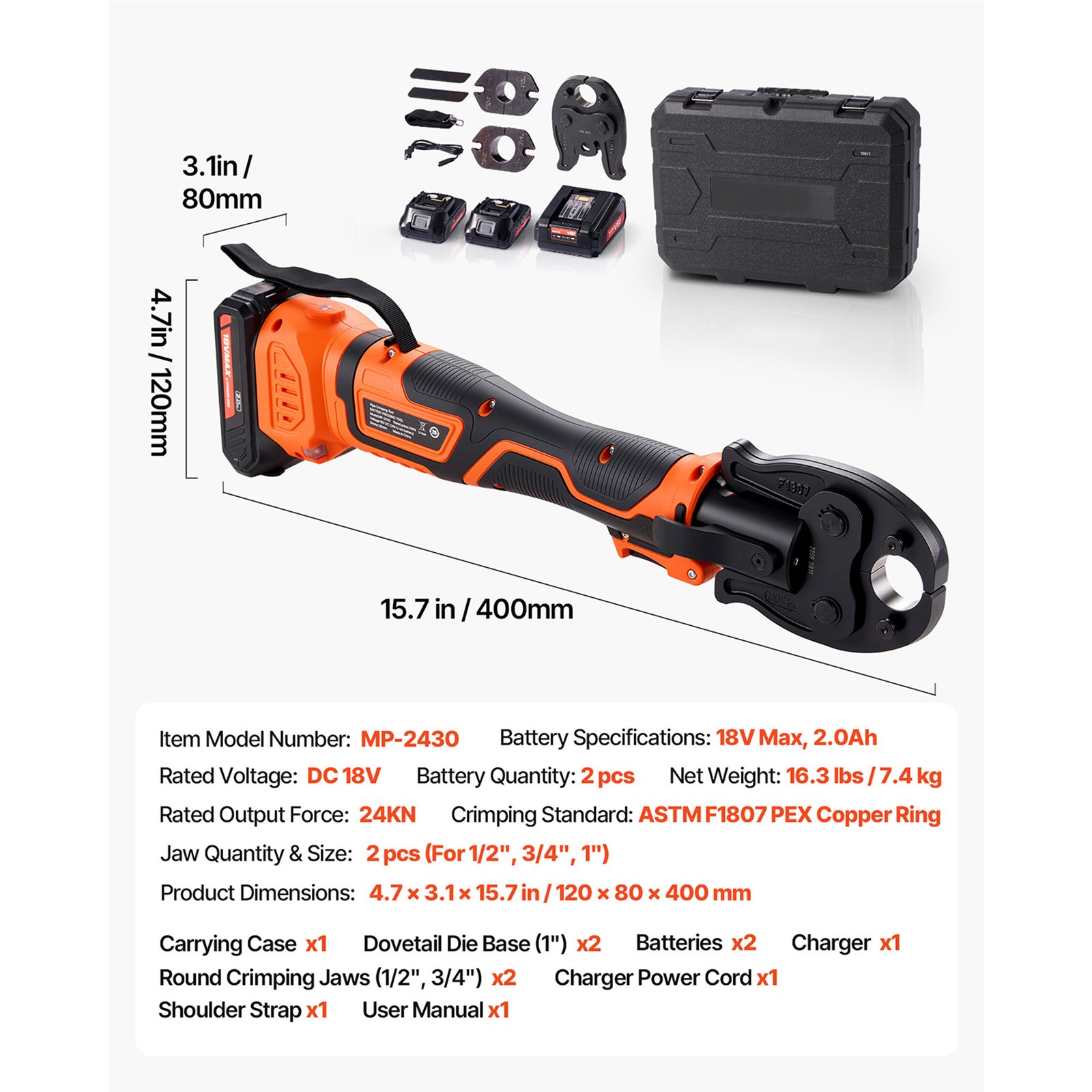 Uimoso 18V Cordless Mini Press Tool Kit for PEX Pipe and Copper Rings