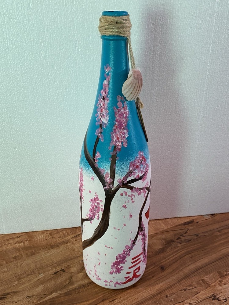 Handpainted Wine Bottle Labeled Misawa 15½"