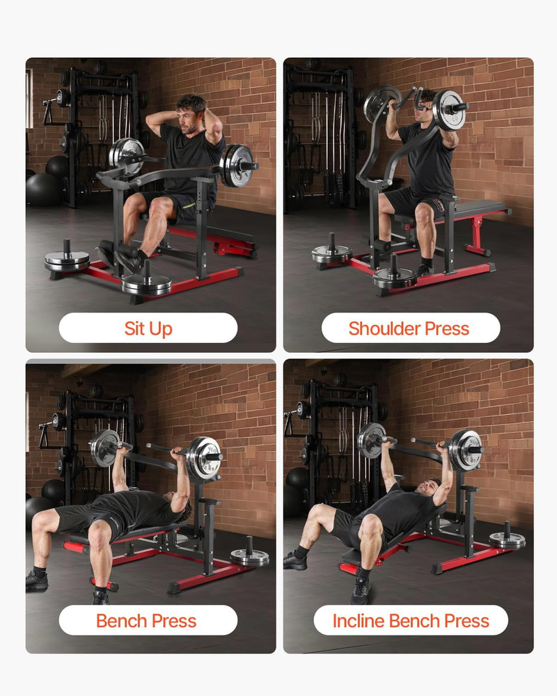 Chest Press Machine, Bench Press Set, Adjustable Flat Incline Bench with Indepen