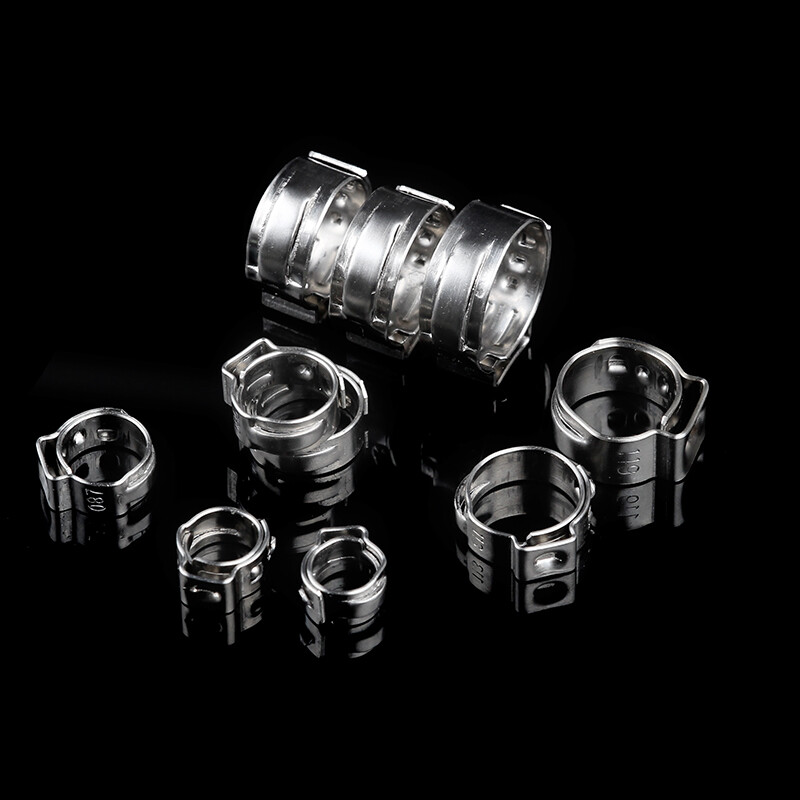100pcs Hose Clamp Assorted Stainless Steel Ear Cinch Rings Crimp Pinch Set
