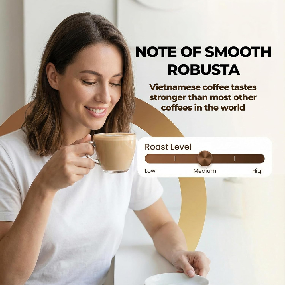 Instant Coffee Packets 3 in 1 Authentic Vietnamese Taste, Balanced Medium Roa...