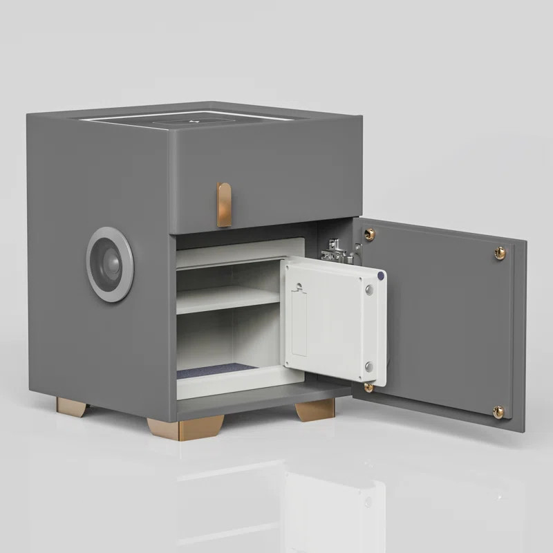 Dark Gray Smart Nightstand | Safe, Wireless Charging, Light & Speaker