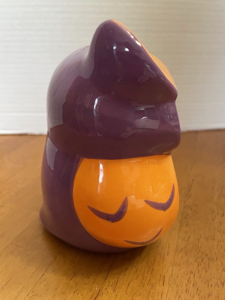 Purple/Orange Earthenware Owl Sponge Holder Open Candy Dish EUC