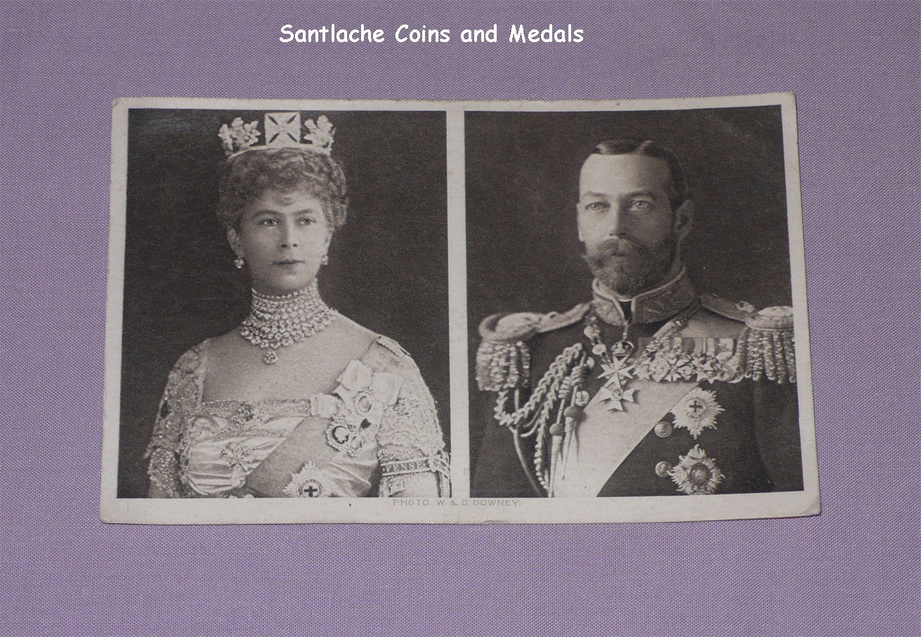 1914 QUEEN MARY CHRISTMAS TIN + ORIGINAL SIGNED CARD PHOTO OF KING & QUEEN