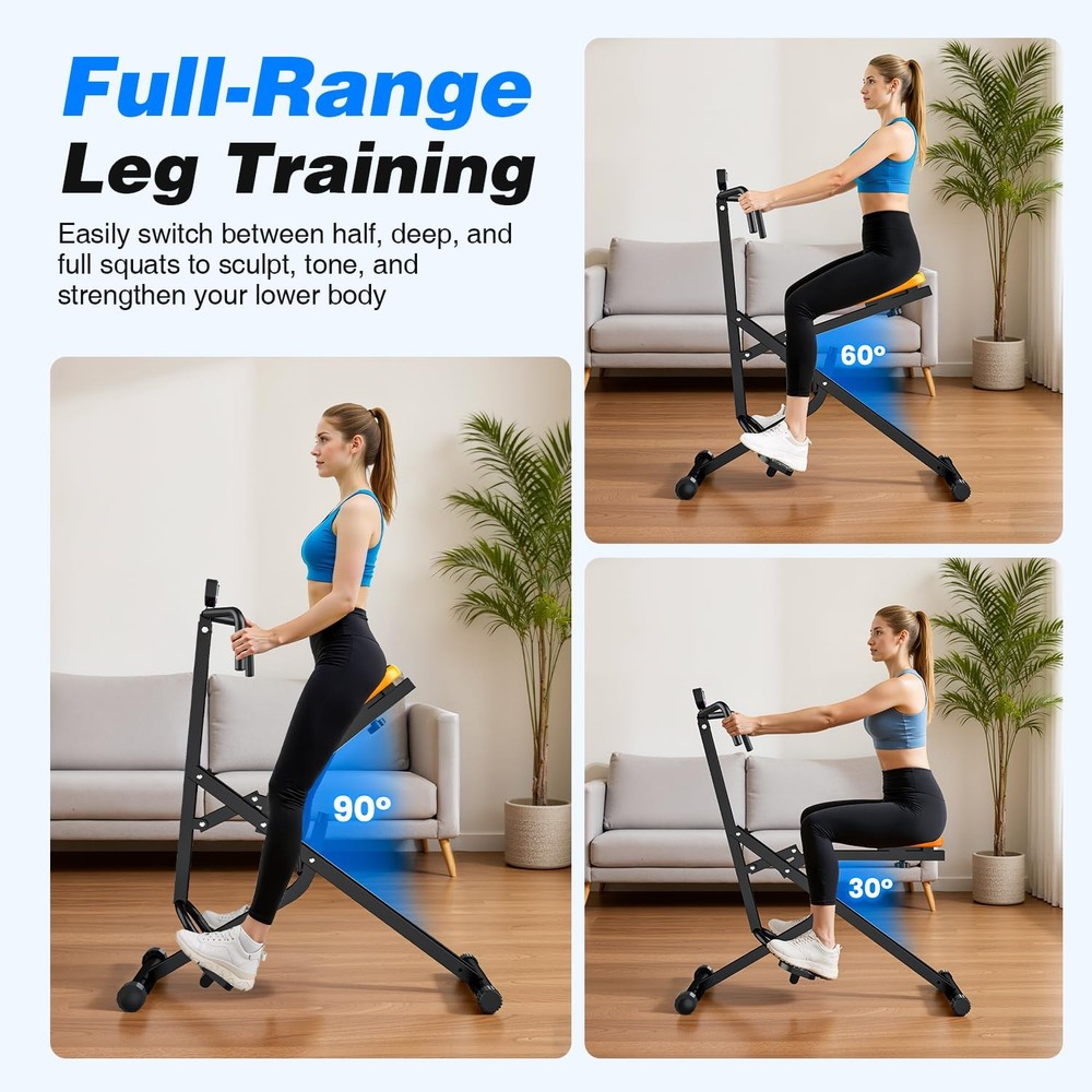 Squat Rowing Machine for Home Gym, Compact Foldable Squat Exercise Machine wi...