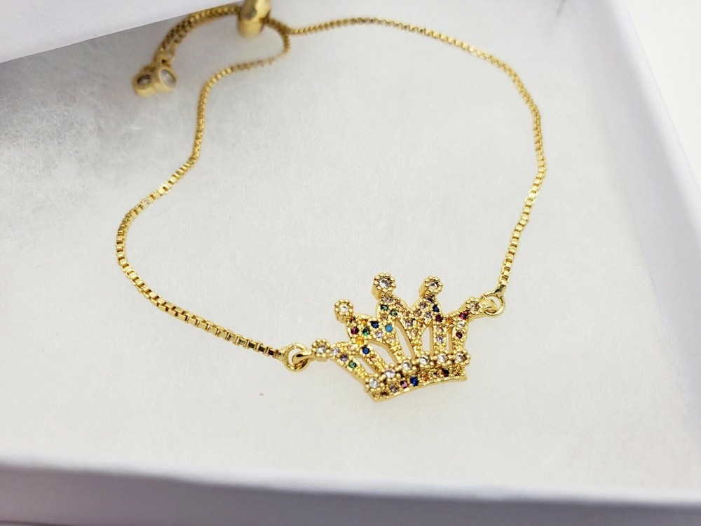 Hand Crafted Brass Adjustable Slider Crown Bracelet