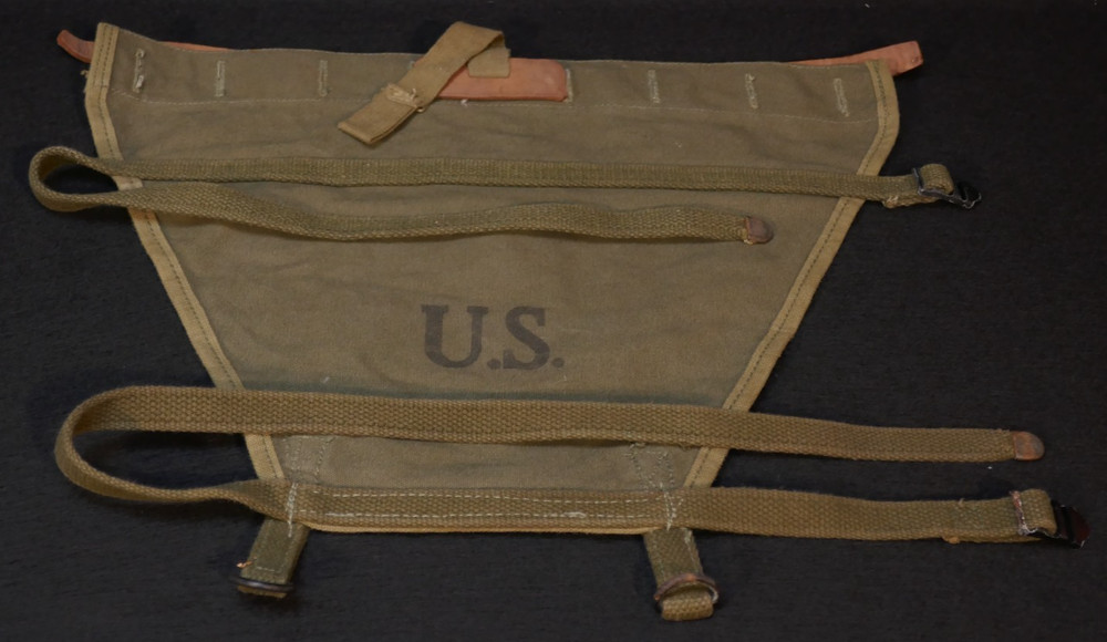 WW2 US M1923 Haversack Field Pack Bottom Roll 'B B Co 1944', Two-Tone & Leather
