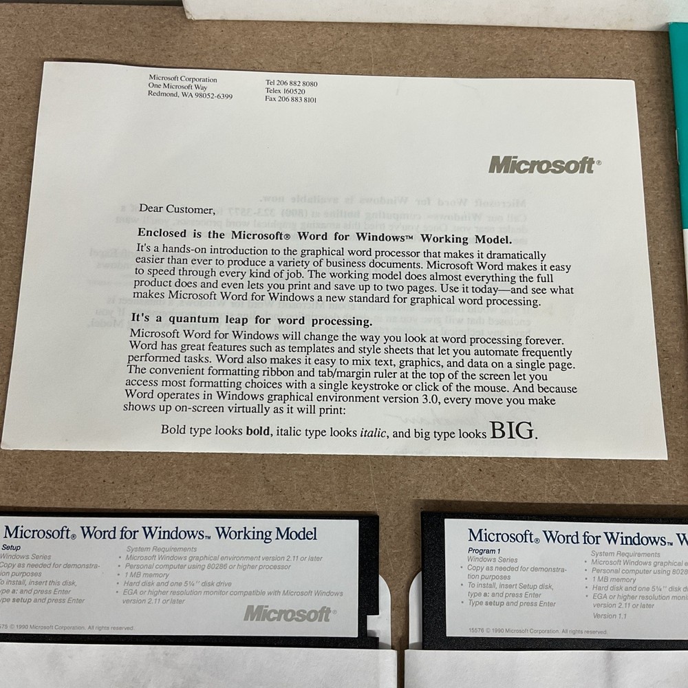 Microsoft Word Version 1.1 For Windows 5.25 Inch Floppy Vintage Computing