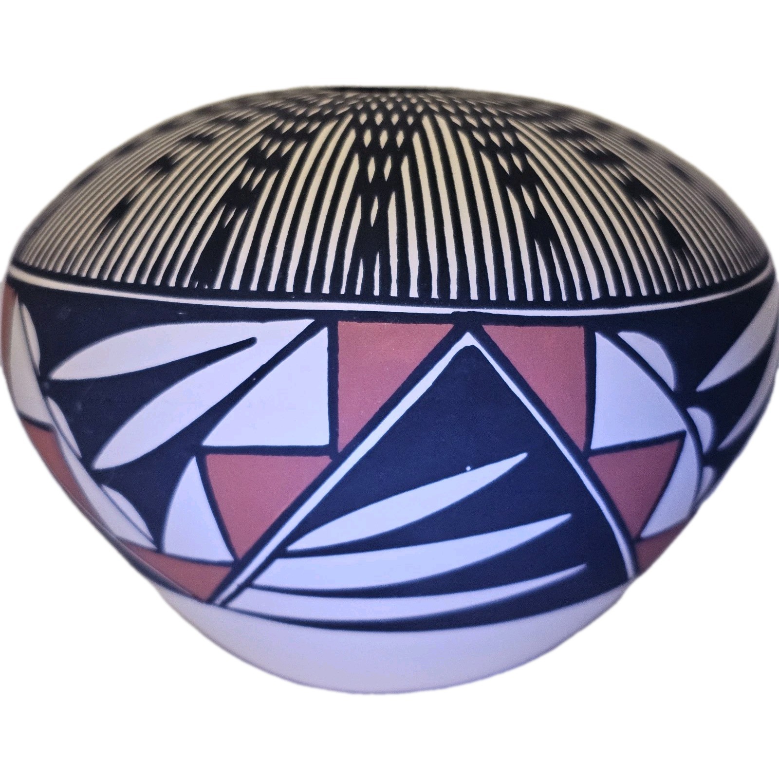 B D (Beverly) Garcia Acoma NM Pottery Line Work Signed 4.5"H & 5.5"W Hand-Coiled