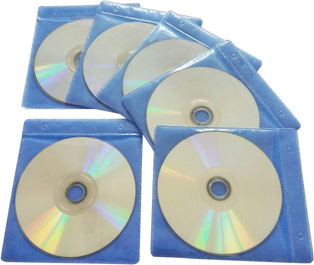 100 Pack Premium CD DVD Sleeves,Thick Non-Woven Material Double-Sided Refill Pla