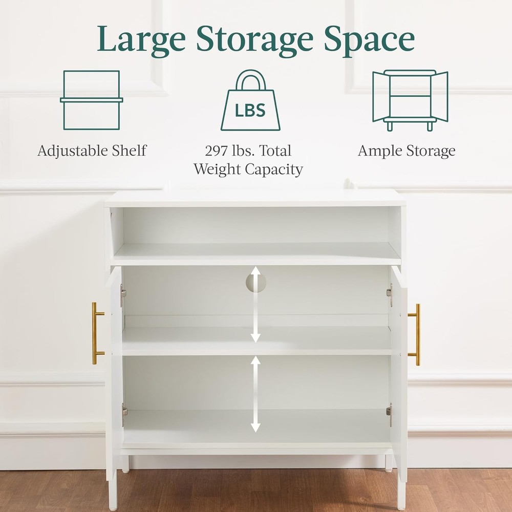 Rattan sideboard, console table, decorative storage cabinet, white