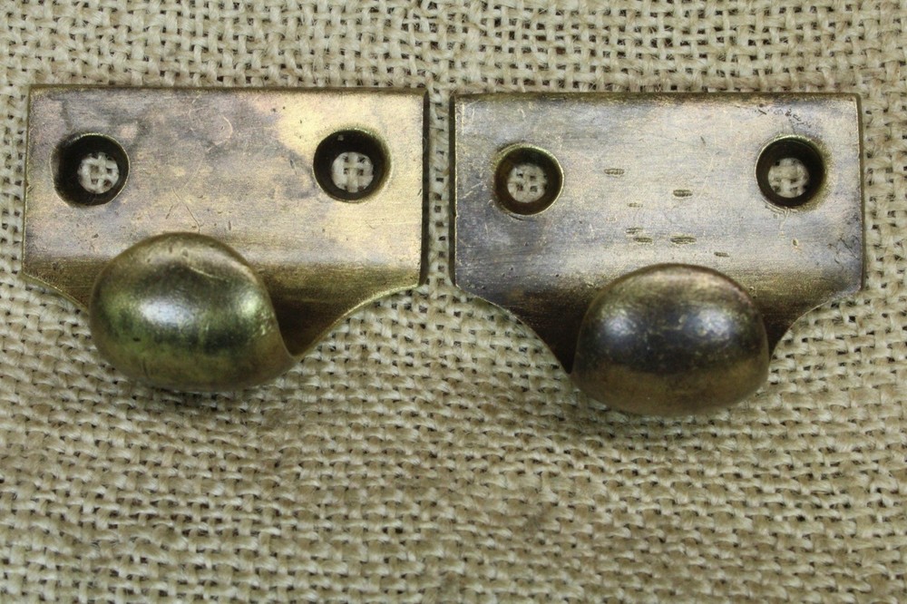 2 Old Window Sash Lifts 1 5/8 Pulls Cast Satin Solid Brass Smooth Light Tarnish