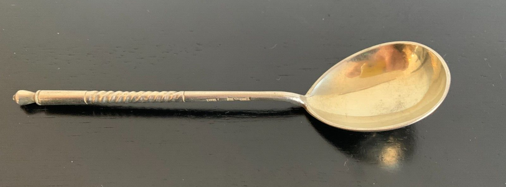 Solid Silver 84 Imperial Russia Large Tea Spoon 6.5" antique 33.3 gr 19th centur