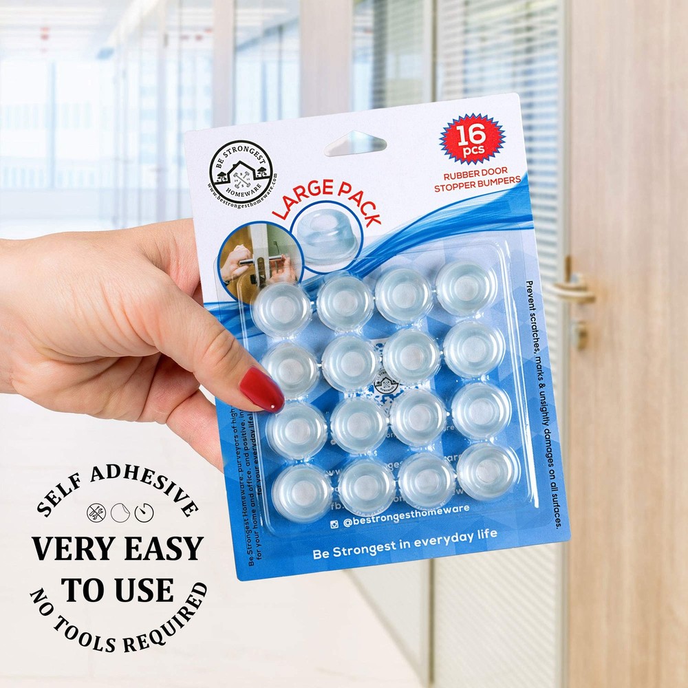Door Stoppers Wall Protector [16 Pack] Wall Door Stop Small Size | Rubber Doo...