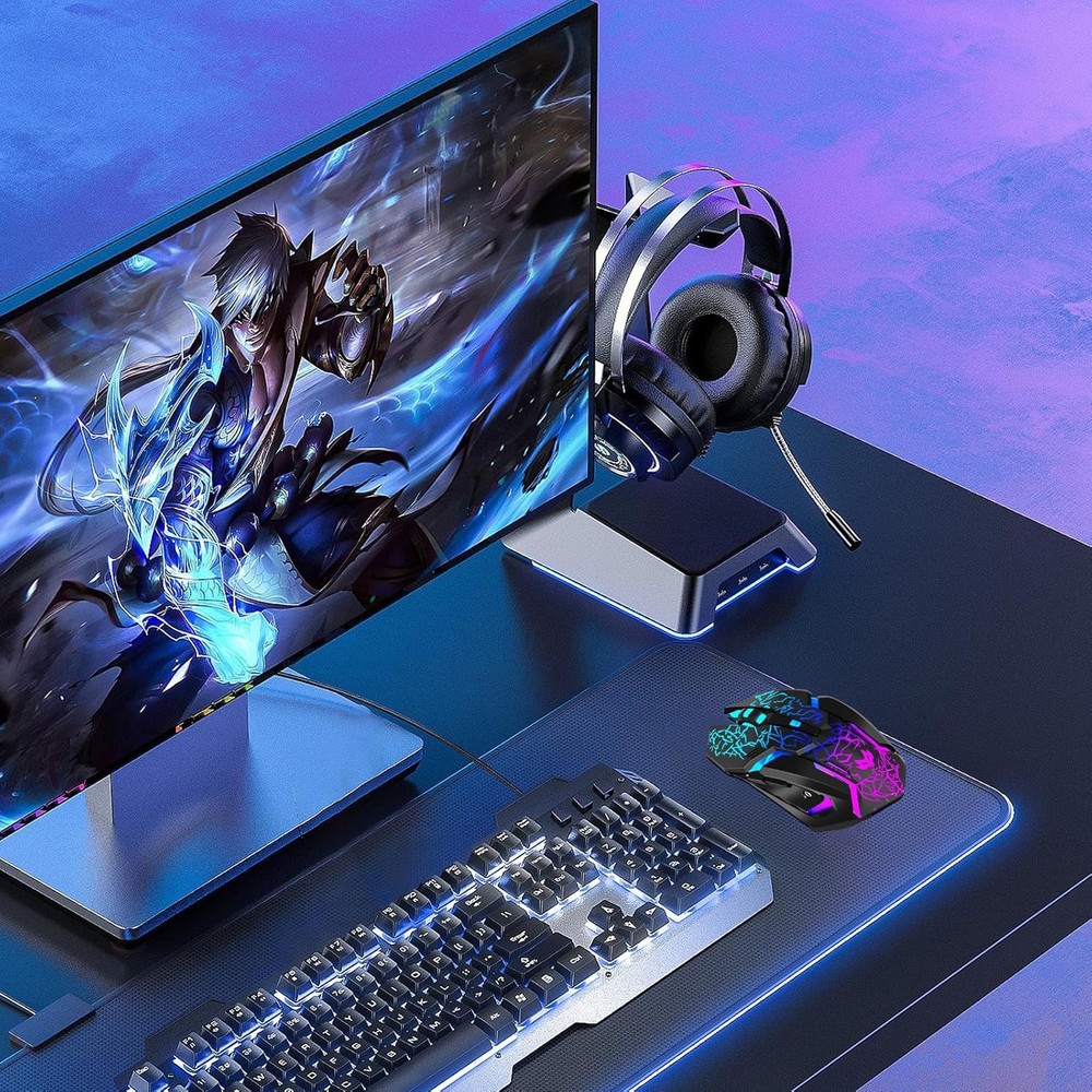 Wireless Gaming Mouse, Rechargeable Computer Mouse with Type-C Black