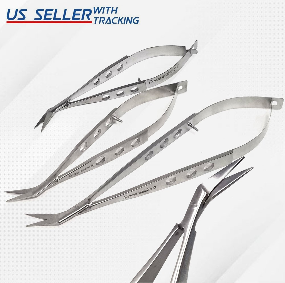 Castroviejo Angled Scissors Sharp/Sharp Squeeze Spring Action Micro Instruments
