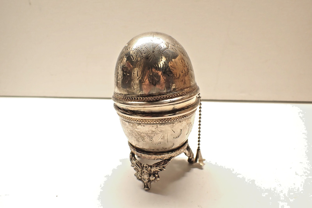 Vintage Ornate Silver Dome Top Tea Caddy 3 Footed Tea Pot Tea Holder Victorian