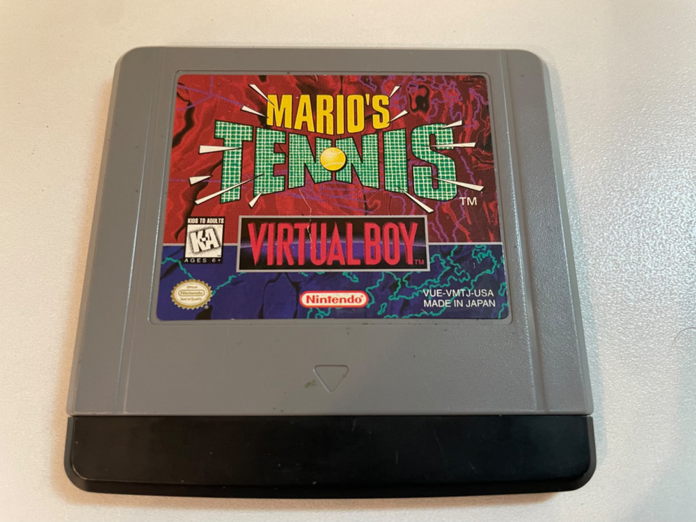 Nintendo Virtual Boy System (SOLDER FIXED), Blockbuster Case, Mario Tennis