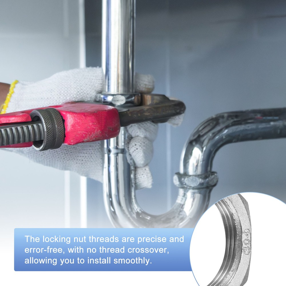 2-Pack Cast Pipe Fitting Hex Locknut, G1-1/4 Female Thread Hex Locking Nut