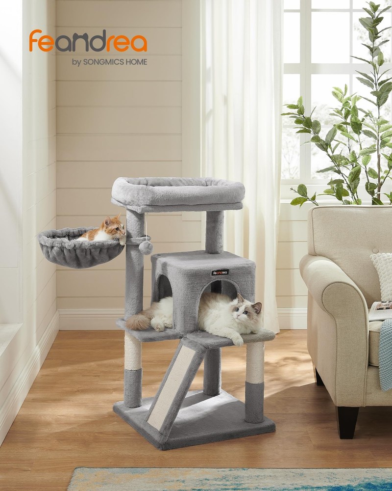 Cat Tree, 37.8-Inch Cat Tower, Multi-Level Condo with Widened Perch, Scratchi...