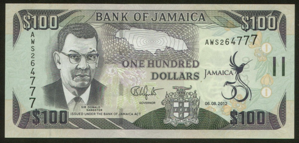 Jamaica 100 Dollars 2012 Pick 90 UNC #264777