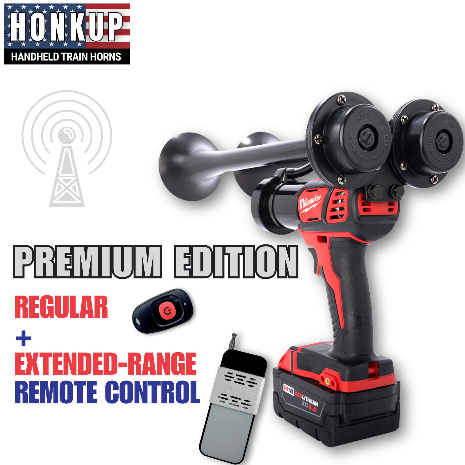 Premium Milwaukee Impact Handheld Train Horn | Full Kit + Two Remote Controls