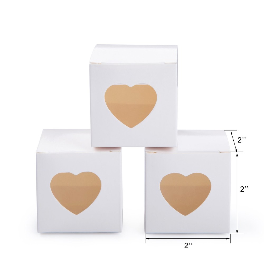 Mini Size White Gift Boxes 2x2x2 inch with Clear Plastic Window for Candy Tre...