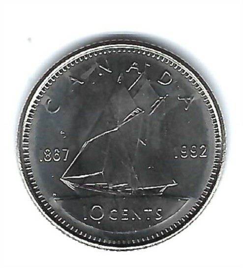 1992 Canada  Uncirculated Confederation 125 Anniversary 10 Cent Coin!