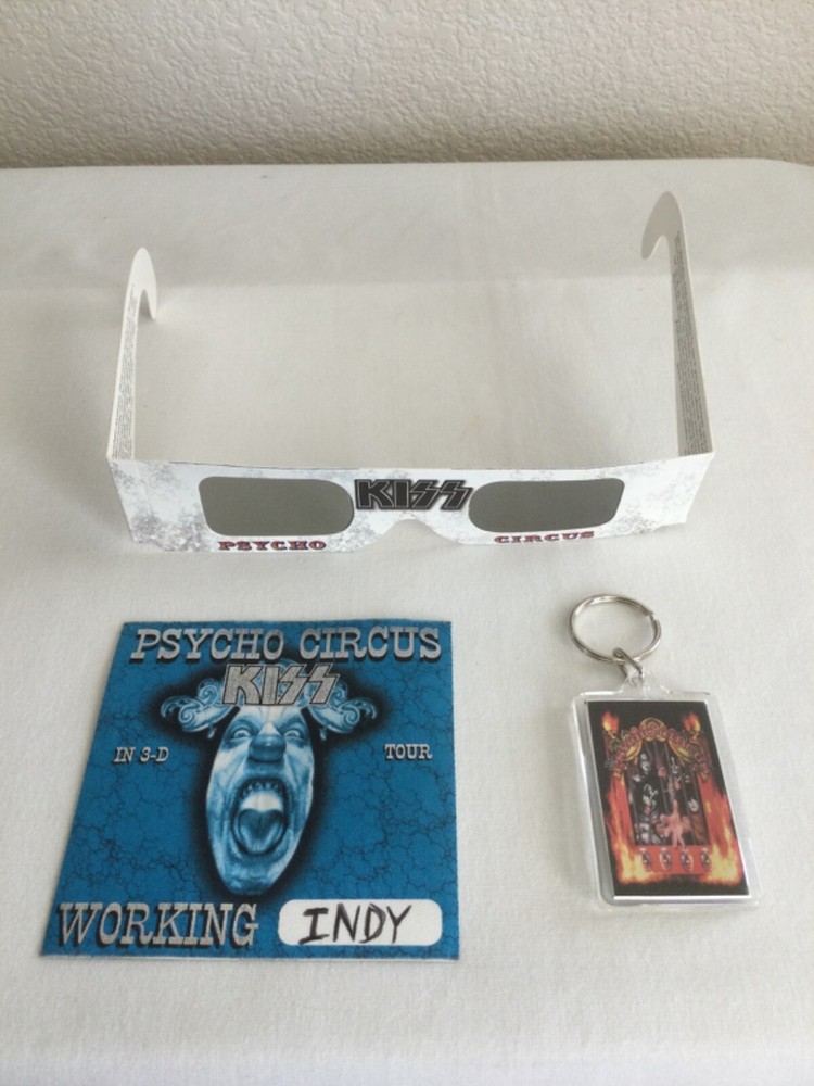1998 KISS Psycho Circus Tour Key Chain, Working Pass, Psycho Circus 3D Glasses