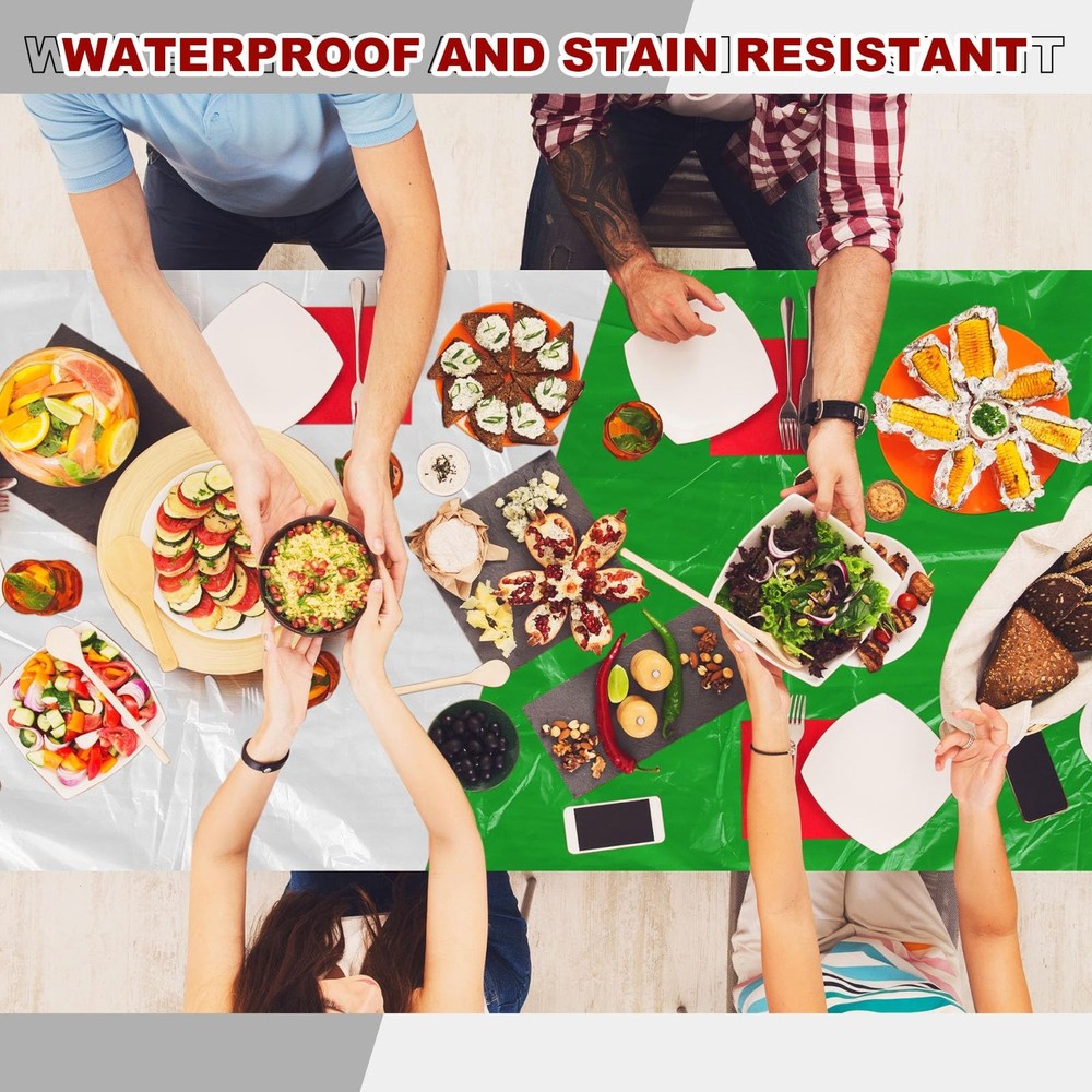 Boao 12Pcs Disposable Plastic Tablecloths Fitted Waterproof Rectangular for Part
