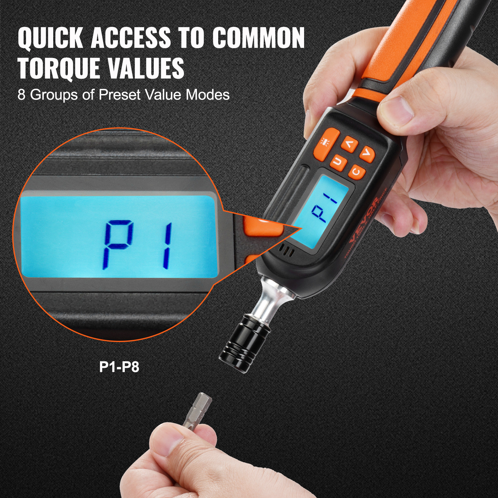 VEVOR Digital Torque Wrench 1/4" Adjustable Screwdriver Torque Wrench Set
